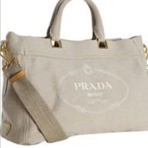 Authentic Prada Canapa Distressed Light Denim Bag
